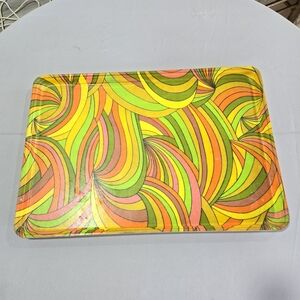 Vtg SiLite Neon Spun Fiberglass Serving Tray Retro Chicago Illinois USA 26"x18"